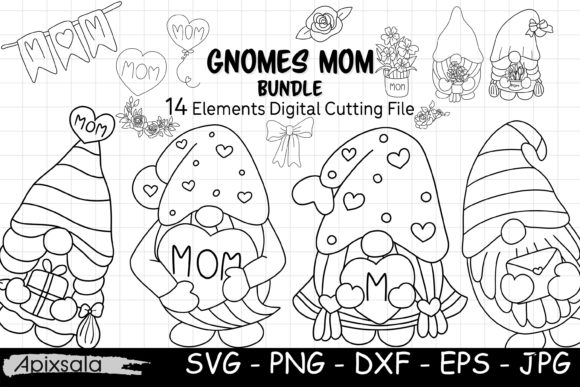 Gnome Mom-Mum Bundle SVG Cutting File for Crafts and Graphics