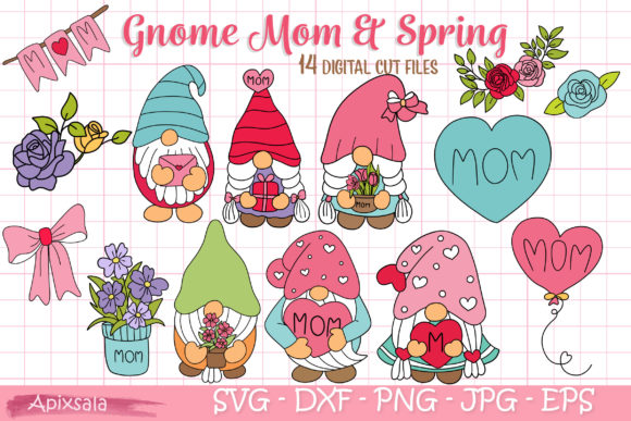 Gnome Mom Mum-Spring SVG Cutting File for Crafts and Graphics