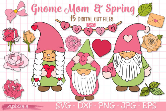 Gnome Mom-Spring Flower-SVG Cutting File for Crafts and Graphics
