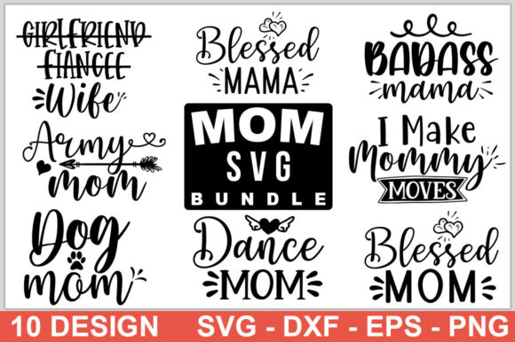 Mom Quotes Design SVG Bundle for Crafts and Graphics